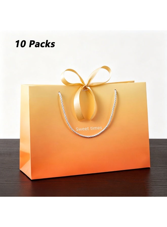 10 حزمة حقائب هدايا التدرج مع الشريط ، 25x12x20cm حقائب هدايا ورقية قابلة لإعادة الاستخدام المحمولة للتسوق حفلة عيد ميلاد حفل الزفاف عطلة هدية التعبئة والتغليف - Image 1