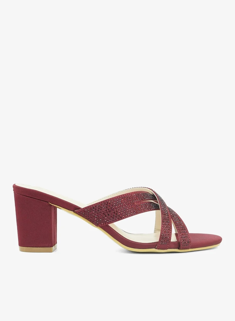 ZAYNA 221-295 Zayna Ladies Classic High block heel Slides 2G5957-711 Maroon