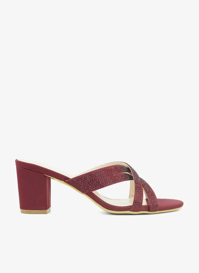 ZAYNA 221-295 Zayna Ladies Classic High block heel Slides 2G5957-711 Maroon