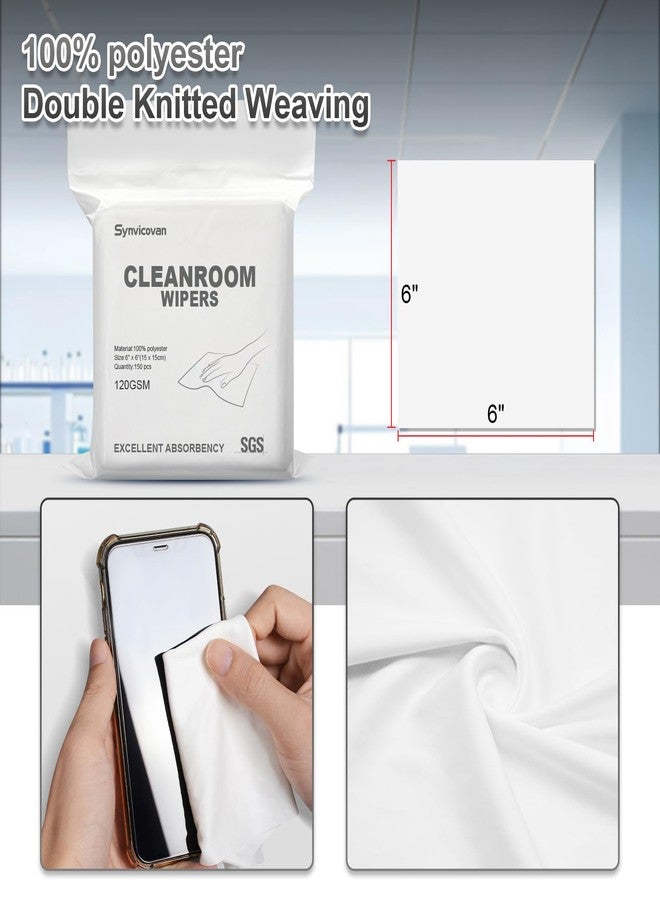 Synvicovan Cleanroom Wipers 6"x6"(150 Pcs, 100% Polyester, Class 100, 120GSM) Double Knit 100% Lint Free Cloths with Ultra-fine Filaments, Laser Sealed Edge Ultra-Soft Wipers - Image 3