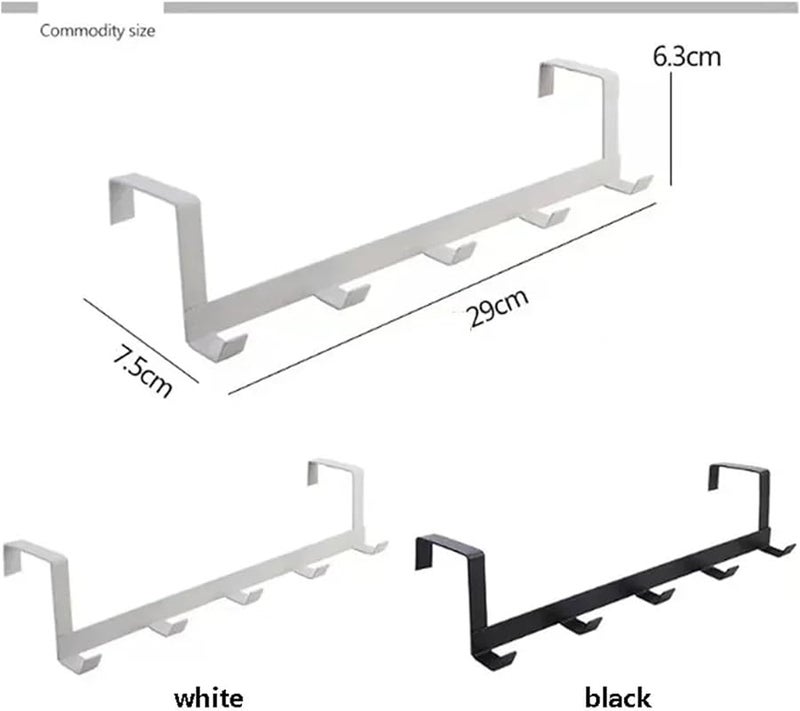 3 قطع سوداء من خطافات الحائط المكونة من 5 صفوف لتعليق الملابس والقبعات في المطبخ والحمام والسكن الجامعي - Image 3