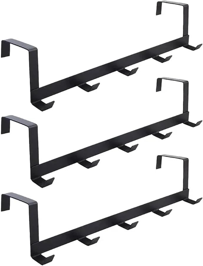 3 قطع سوداء من خطافات الحائط المكونة من 5 صفوف لتعليق الملابس والقبعات في المطبخ والحمام والسكن الجامعي - Image 1