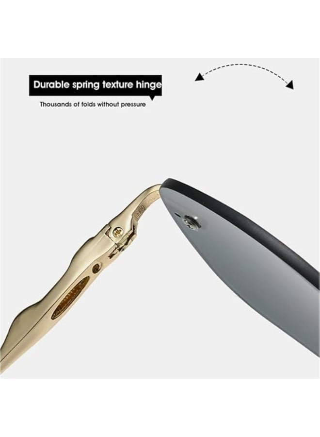 فيل نظارات شمسية مربعة بدون إطار ذكورية عصرية بزجاج واضح متدرج بدرجات بحرية مقاومة للأشعة فوق البنفسجية 400 للرجال والنساء - Image 3