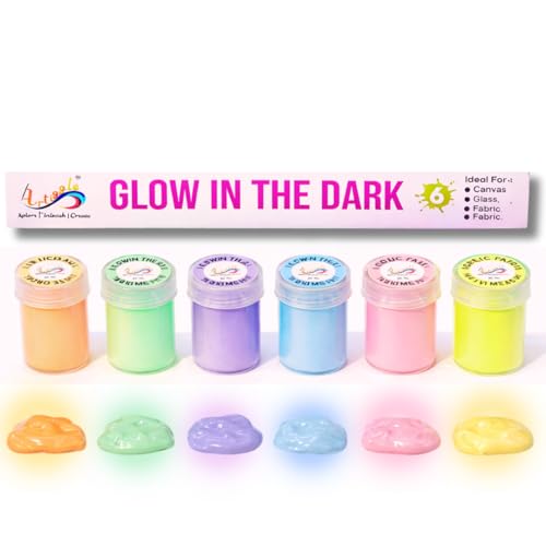 Artiggle Glow in The Dark Acrylic Paint Set 20ml Each | DIY Luminous Acrylic Colours for Painting | Non-Cracking Multi-Surface Glow Paints | Fluorescent Paint for Canvas Wood Paper | Art and Craft Paints | Best Acrylic Paint Set | Best Gift for Kids and Artists - Image 1