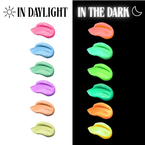Artiggle Glow in The Dark Acrylic Paint Set 20ml Each | DIY Luminous Acrylic Colours for Painting | Non-Cracking Multi-Surface Glow Paints | Fluorescent Paint for Canvas Wood Paper | Art and Craft Paints | Best Acrylic Paint Set | Best Gift for Kids and Artists - Image 2