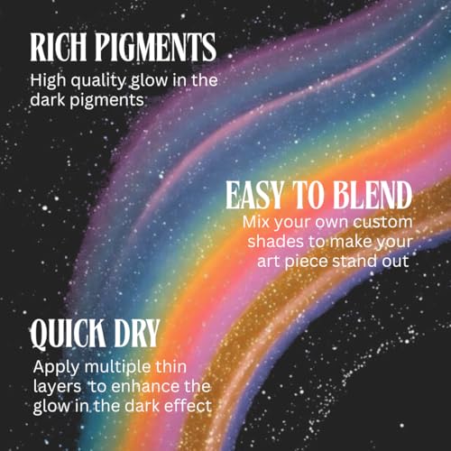 Artiggle Glow in The Dark Acrylic Paint Set 20ml Each | DIY Luminous Acrylic Colours for Painting | Non-Cracking Multi-Surface Glow Paints | Fluorescent Paint for Canvas Wood Paper | Art and Craft Paints | Best Acrylic Paint Set | Best Gift for Kids and Artists - Image 5