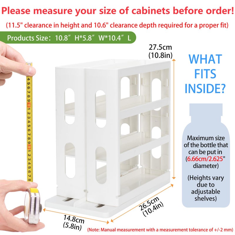 Dutiplus Medicine Organizer 2 Three-Decker Shelves Cabinet Storage Rack Organizer for Holding Vitamins, Supplements Cosmetics 10.82â€H x 5.82â€W x 10.43â€D (Creamy White) - Image 2