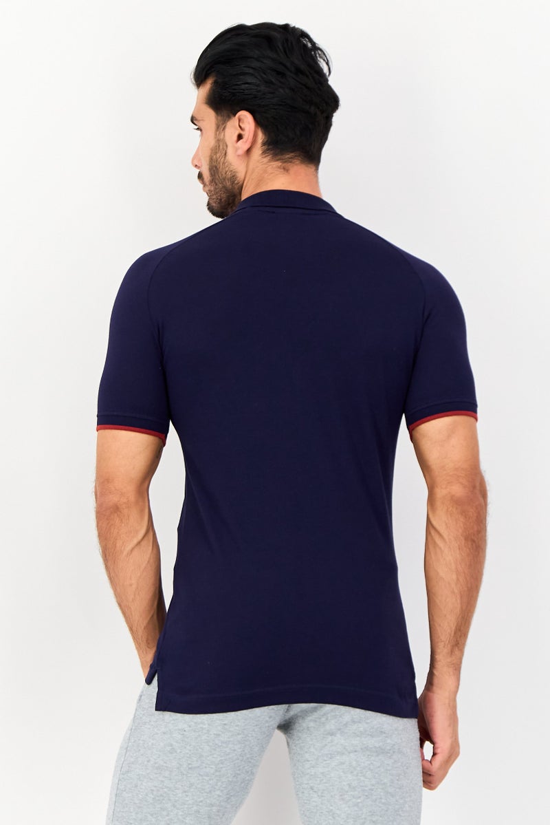 PUMA Men Sportswear Fit Short Sleeves Outdoor Polo Shirt, Navy Blue - Image 3