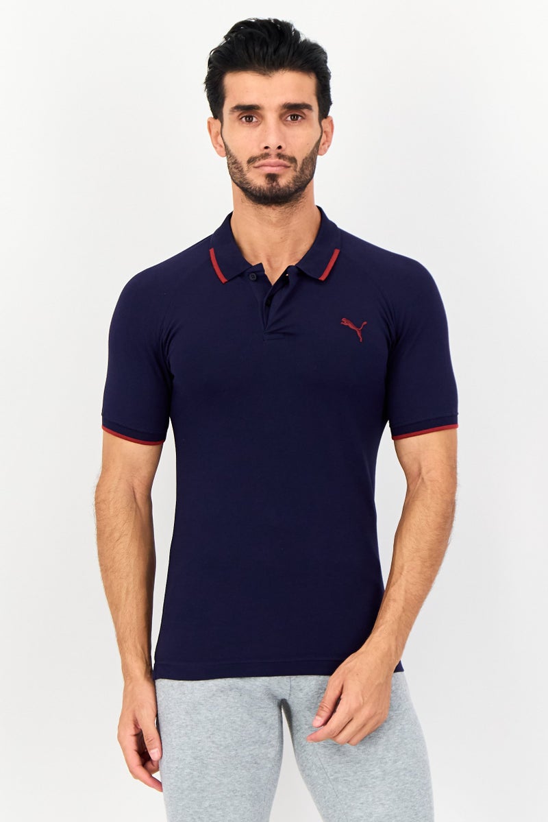 PUMA Men Sportswear Fit Short Sleeves Outdoor Polo Shirt, Navy Blue - Image 1