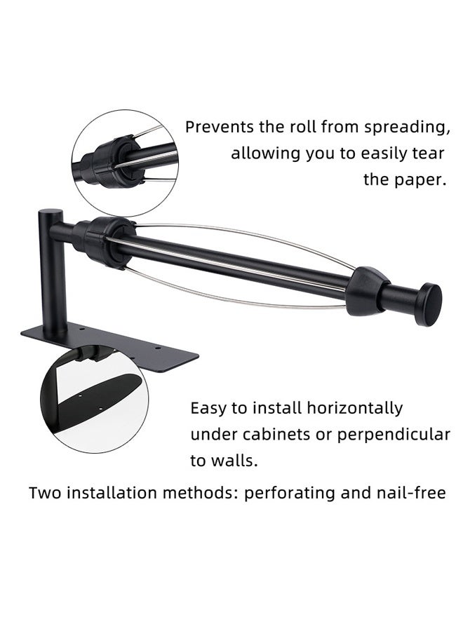 Stainless Steel Paper Towel Roll Holder  with damper,Tissue Wall holder,Wall Towel Boxes,Wall-Hanging Toilet Tissue Holder,Kitchen Tissue Roll Holder Wall Mounted Organizer Tissue Holder and Suction Cup  Hanger Toilet Paper Roll Holder Kitchen Cabinet Bathroom Black - Image 3