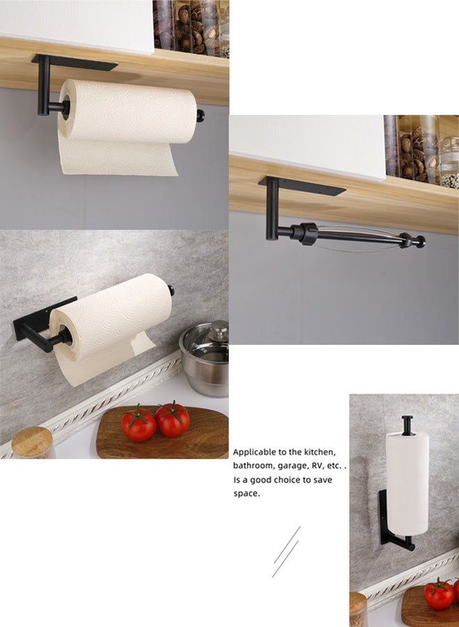 Stainless Steel Paper Towel Roll Holder  with damper,Tissue Wall holder,Wall Towel Boxes,Wall-Hanging Toilet Tissue Holder,Kitchen Tissue Roll Holder Wall Mounted Organizer Tissue Holder and Suction Cup  Hanger Toilet Paper Roll Holder Kitchen Cabinet Bathroom Black - Image 5