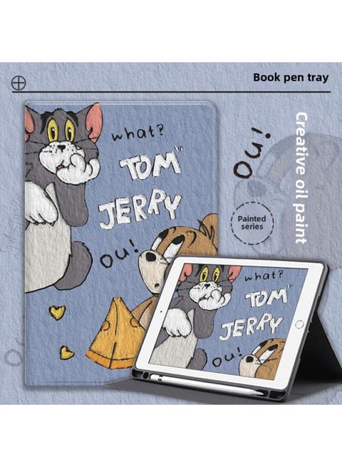 Ipad Protective Cover 2021 For Apple 10 Generation Flat Air2 Anti-fall Ipad9/8 Silicone 6 Transparent 5 Shell Air-Color: Lavender Cat And Mouse-Applicable Models:Ipad Mini4( 7.9inch )