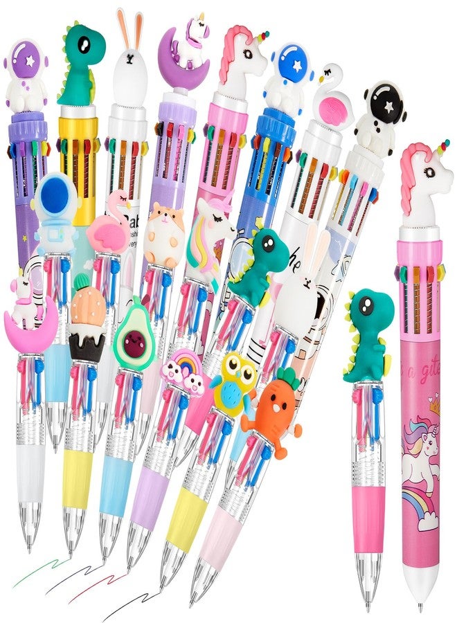 Mooliwe 18 Pcs Multicolor Pen in One Include 4 In1 and 10 in 1 Colored Cute Pens Retractable Cartoon Ballpoint for Valentine's Day Party Favor Birthdays Fun Gifts Prize (Classic) - Image 1