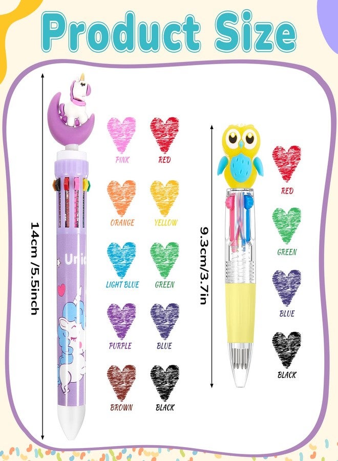 Mooliwe 18 Pcs Multicolor Pen in One Include 4 In1 and 10 in 1 Colored Cute Pens Retractable Cartoon Ballpoint for Valentine's Day Party Favor Birthdays Fun Gifts Prize (Classic) - Image 2