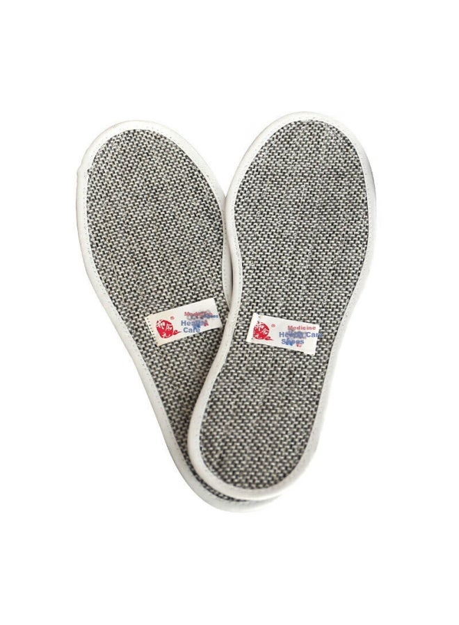 Busheyuan Men's Sweat-absorbing Casual Sports Shoe Insoles Uni Cotton Fabric Leather Shoe Insoles Military Training 18xd-001 Gray Universal Size 42 - Image 1