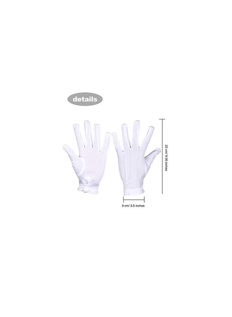 Zikra White Gloves, 6 Pairs for Men Women Parade Pallbearer Gloves Nylon Gloves for Formal Cosplay Party Costume Supplies Police Server Funeral Formal Tuxedo Guard Parade, Majorette Dance Uniform - Image 4