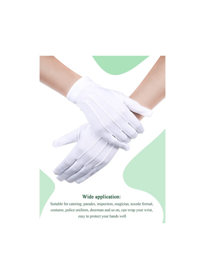 Zikra White Gloves, 6 Pairs for Men Women Parade Pallbearer Gloves Nylon Gloves for Formal Cosplay Party Costume Supplies Police Server Funeral Formal Tuxedo Guard Parade, Majorette Dance Uniform - Image 2