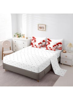 Erosebridal Erosebridal Poppy Comforter Set King Size 7 Piece, Red Flower Bedding Set with Sheets for Girls Women, Blossom Floral Bed in A Bag with Pillow Cases and Covers, Reversible Bed Set  - Image 5