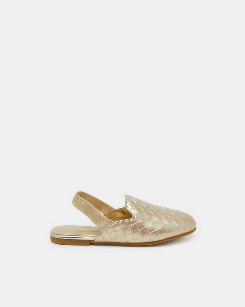 REDTAG Girls Gold Textured Mule Slides