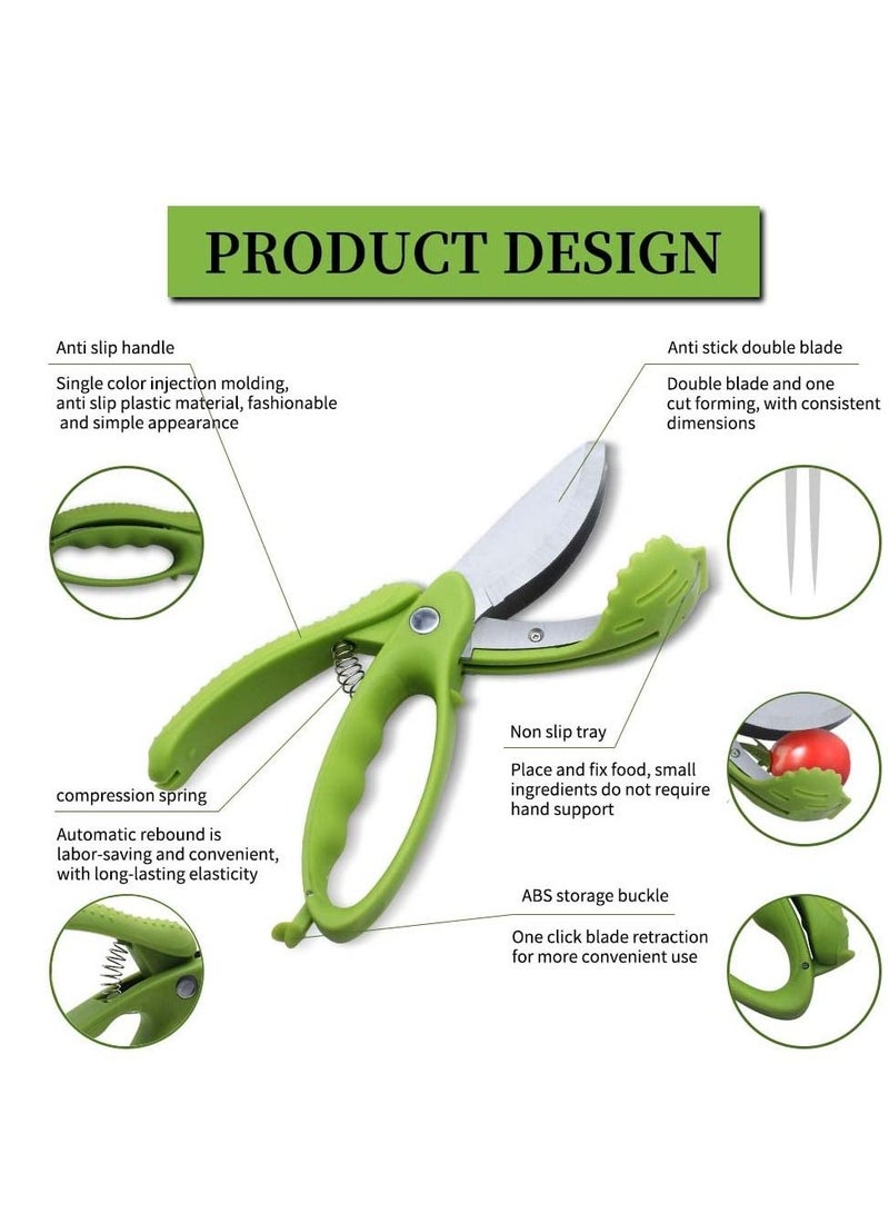 SYOSI Salad Chopper Scissors: Effortlessly Slice, Chop, and Toss Your Salad with Precision - Ergonomic Design for Easy Handling - Stainless Steel Blades for Efficient Cutting(Green) - Image 4
