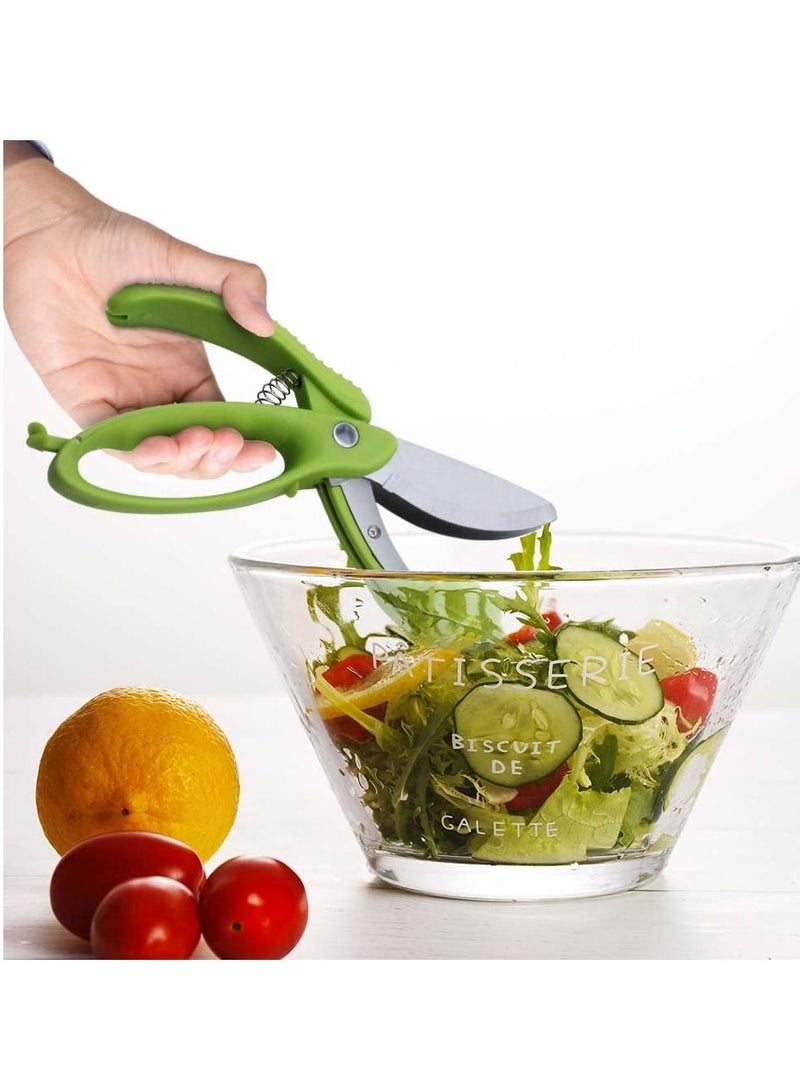 SYOSI Salad Chopper Scissors: Effortlessly Slice, Chop, and Toss Your Salad with Precision - Ergonomic Design for Easy Handling - Stainless Steel Blades for Efficient Cutting(Green) - Image 2