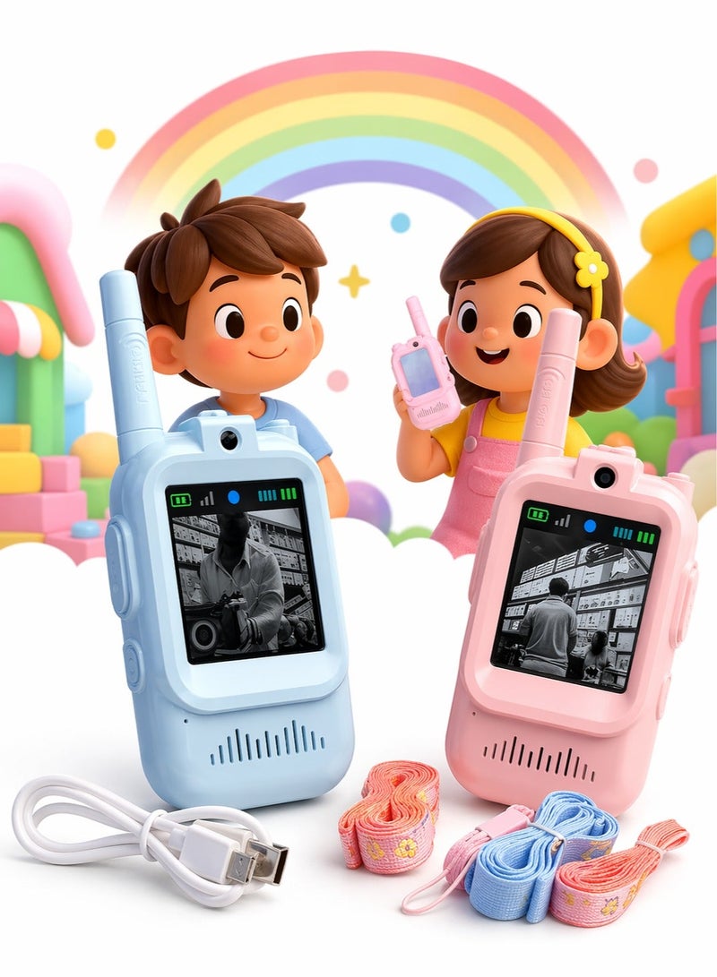 Eworld Kids Face-to-Face Video Communication Device – 2 Pack Rechargeable Video Intercom Toy with LCD Screen & Camera, Long Range Wireless Talk, No WiFi or SIM Required - Image 2