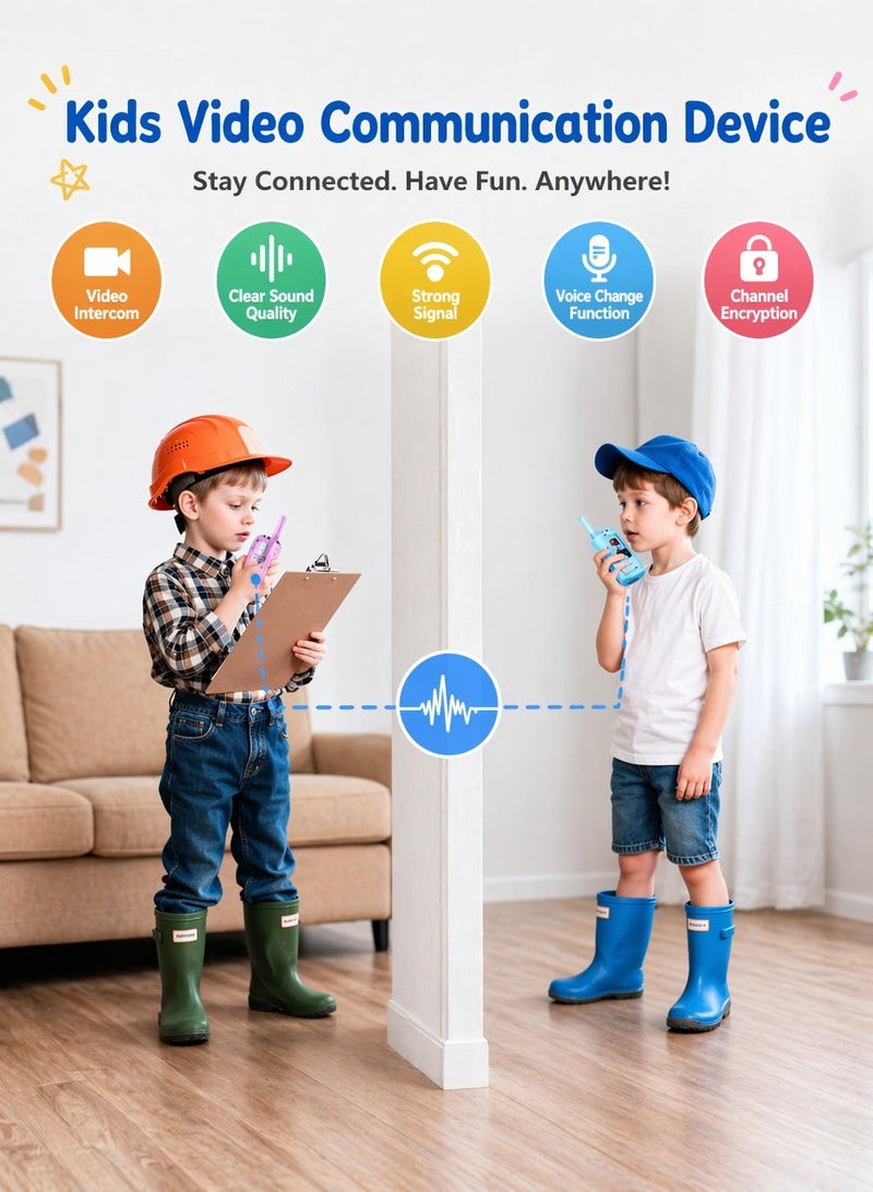 Eworld Kids Face-to-Face Video Communication Device – 2 Pack Rechargeable Video Intercom Toy with LCD Screen & Camera, Long Range Wireless Talk, No WiFi or SIM Required - Image 3