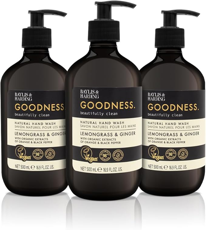 Baylis & Harding غسول يدين بايليس هاردينغ غودنس بالليمون والزنجبيل 500 مل عبوة من 3 صديقة للنباتيين - Image 2