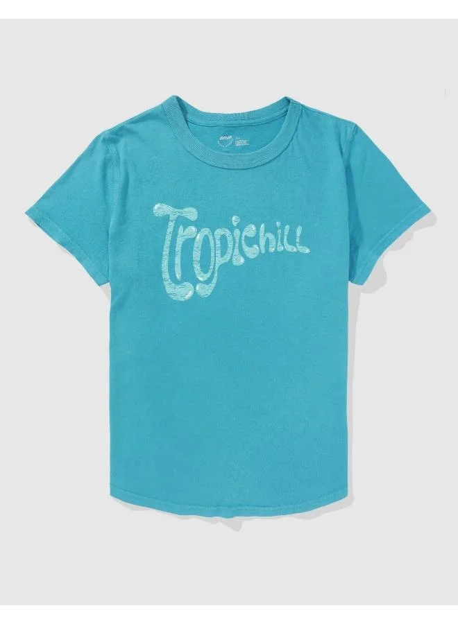 Aerie Crew Neck Printed T-Shirt