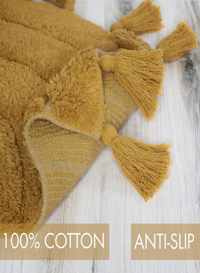 KIBAGA Beautiful Boho Rug with Tassels for Your Bathroom - Soft Half Circle 100% Cotton Mat Fits Perfectly Into Your Home - A Cute, Non-Slip and Absorbent Crochet Rug Ideal to Enhance Any Bath/Bedroom Decor - Image 5