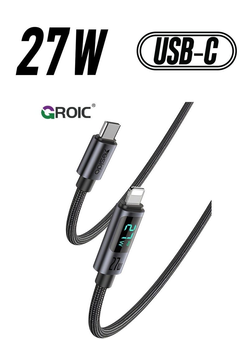 GROIC USB C to Lightning Cable, 4FT Charging Syncing Cord with LED Display Compatible with iPhone 15 Pro Max 14 13 13 Pro 12 Pro Max 12 11 X XS XR 8 Plus, Supports Power Delivery - Image 1