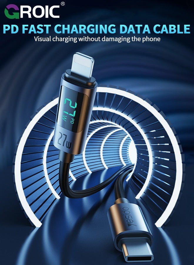 GROIC USB C to Lightning Cable, 4FT Charging Syncing Cord with LED Display Compatible with iPhone 15 Pro Max 14 13 13 Pro 12 Pro Max 12 11 X XS XR 8 Plus, Supports Power Delivery - Image 2