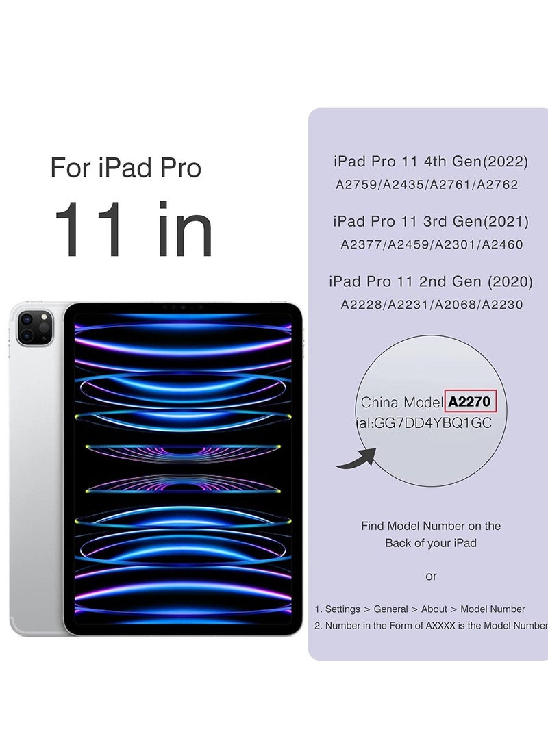 جراب iPad Pro 11 بوصة 2022/2021 4th / 3rd Gen iPad Pro 11 بوصة غطاء مدمج حامل أقلام رصاص 2 دعم الغطاء الخلفي حامل ثلاثي الطي للنوم التلقائي / الاستيقاظ أسود - Image 4