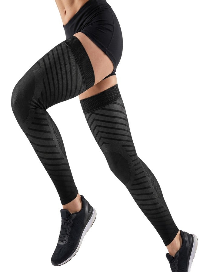 MGANG 20-30mmHg Graduated Compression Sleeves - Medical Grade Thigh High Stockings for Varicose Veins, Swelling, Leg Pain Relief - Non-Slip for Sports, Running, Recovery, Black 3XL - Image 1