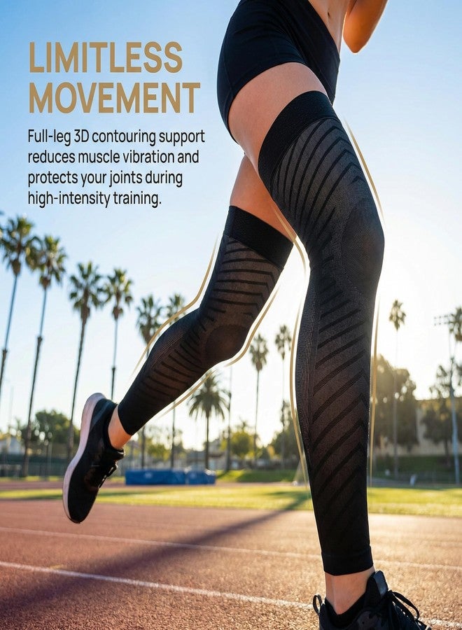 MGANG 20-30mmHg Graduated Compression Sleeves - Medical Grade Thigh High Stockings for Varicose Veins, Swelling, Leg Pain Relief - Non-Slip for Sports, Running, Recovery, Black 3XL - Image 4