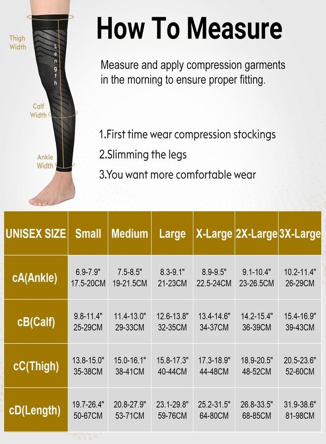 MGANG 20-30mmHg Graduated Compression Sleeves - Medical Grade Thigh High Stockings for Varicose Veins, Swelling, Leg Pain Relief - Non-Slip for Sports, Running, Recovery, Black 3XL - Image 2