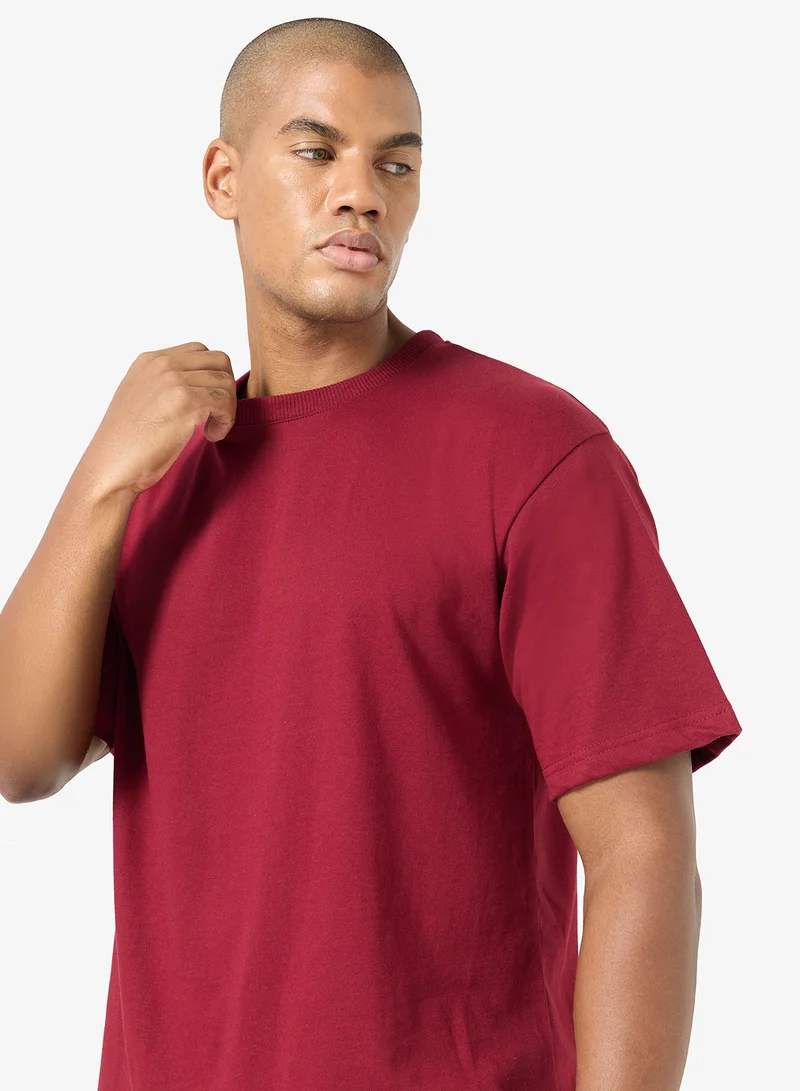 Seventy Five Basics DARK RED Oversized Drop Shoulder 220Gsm T-Shirt for Men | Best Price UAE