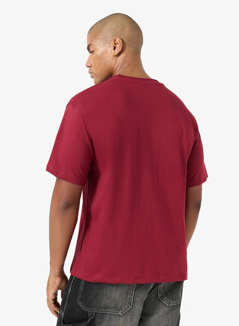 Seventy Five Basics DARK RED Oversized Drop Shoulder 220Gsm T-Shirt for Men | Best Price UAE
