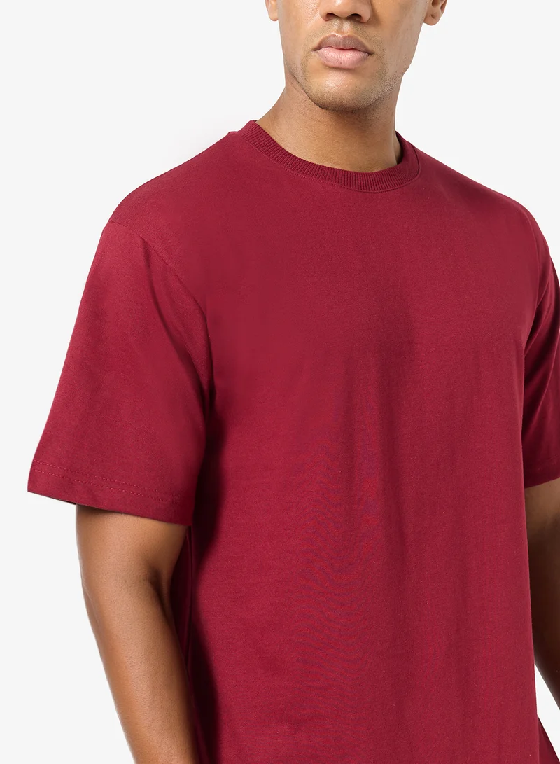 Seventy Five Basics DARK RED Oversized Drop Shoulder 220Gsm T-Shirt for Men | Best Price UAE