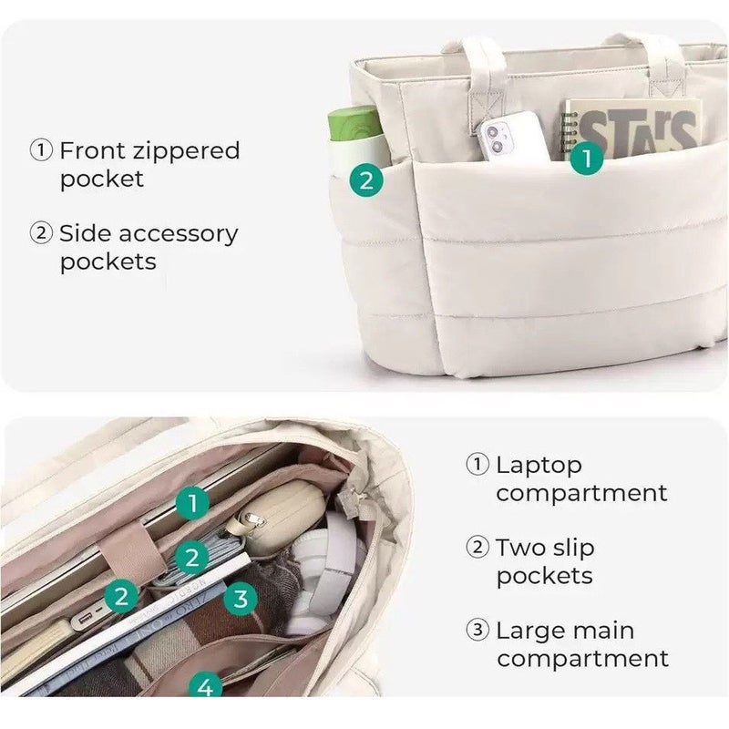 Cloud Cotton Tote Bag with Multiple Pockets, Lightweight Travel Duffel Bag - Image 4