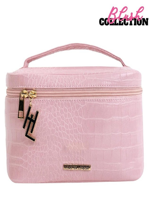 HAMSTER London Blush Collection Pink Vanity Case for Women | Compact & Lightweight Cosmetic Makeup Organizer for Travel | Stylish Storage Box (Pink) - Image 2