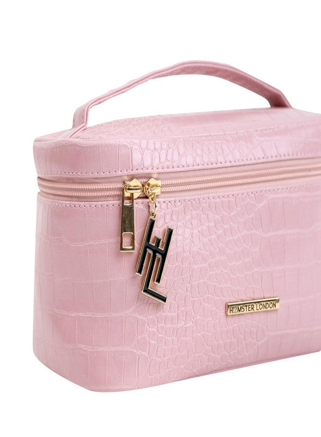 HAMSTER London Blush Collection Pink Vanity Case for Women | Compact & Lightweight Cosmetic Makeup Organizer for Travel | Stylish Storage Box (Pink) - Image 4