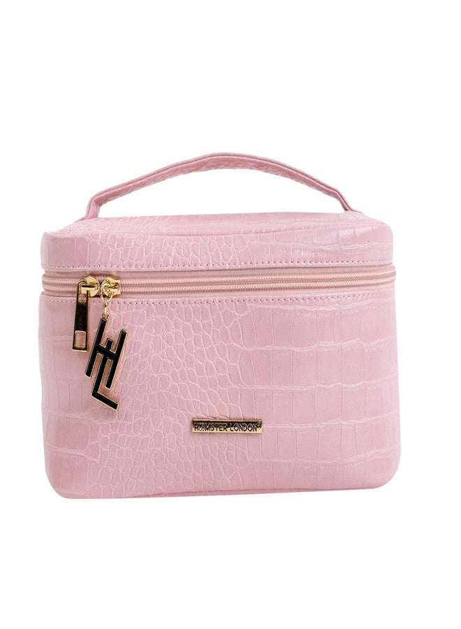 HAMSTER London Blush Collection Pink Vanity Case for Women | Compact & Lightweight Cosmetic Makeup Organizer for Travel | Stylish Storage Box (Pink) - Image 1