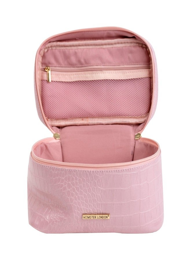 HAMSTER London Blush Collection Pink Vanity Case for Women | Compact & Lightweight Cosmetic Makeup Organizer for Travel | Stylish Storage Box (Pink) - Image 5