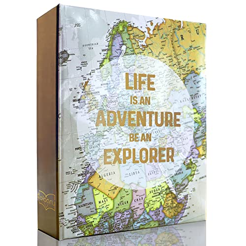 Holoary Photo Albums 4x6 100 Photos, Small Size 1 Picture Per Page, 100 Pockets 4"x6", Printed Book Cover Old Map Adventure Travel Vacation - Image 1