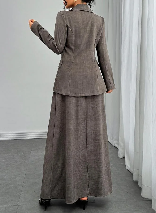 Take Two Take Two Grey Double Breasted Blazer and Skirt Co-Ords