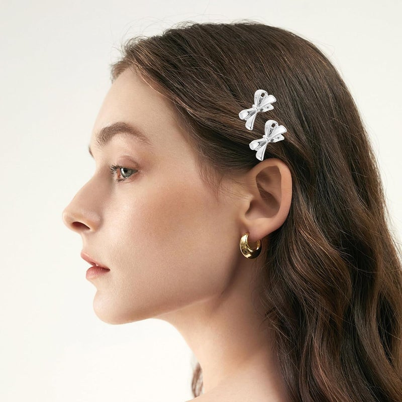 Generic 60pcs Silver Bow Hair Clips for Women Teen Mini Butterfly Hair Barrettes with Bowknot Design Decorative Pins for Wedding Birthday Party Accessories - Image 4