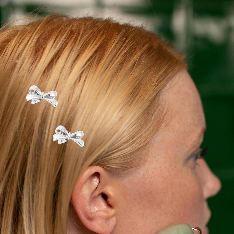 Generic 60pcs Silver Bow Hair Clips for Women Teen Mini Butterfly Hair Barrettes with Bowknot Design Decorative Pins for Wedding Birthday Party Accessories - Image 5