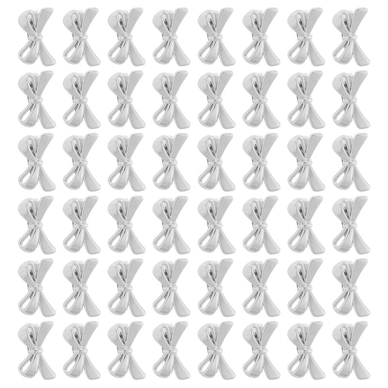 Generic 60pcs Silver Bow Hair Clips for Women Teen Mini Butterfly Hair Barrettes with Bowknot Design Decorative Pins for Wedding Birthday Party Accessories - Image 1