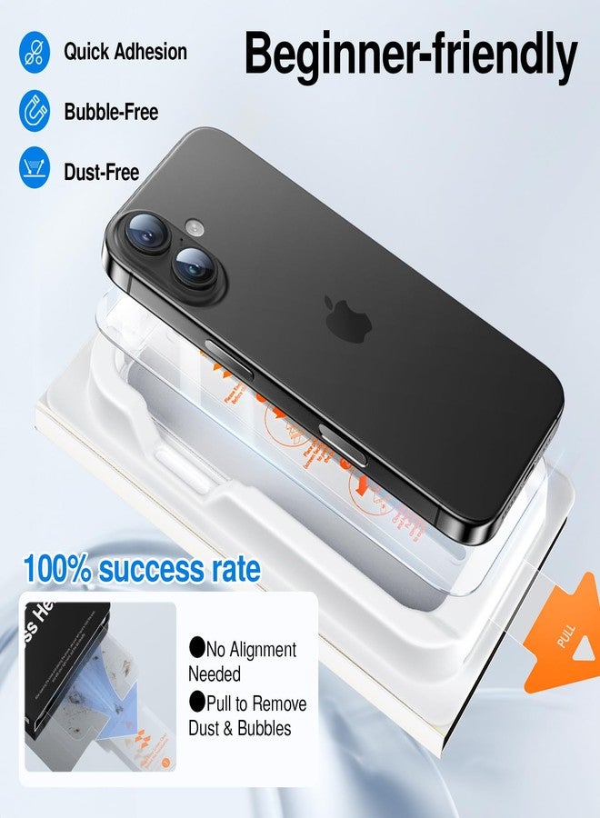 SMARTDEVIL 3 Pack Screen Protector for iPhone 16 (6.1 Inch) Tempered Glass, HD Clear Film, Easy Installation, Dust-Free Box - Image 2